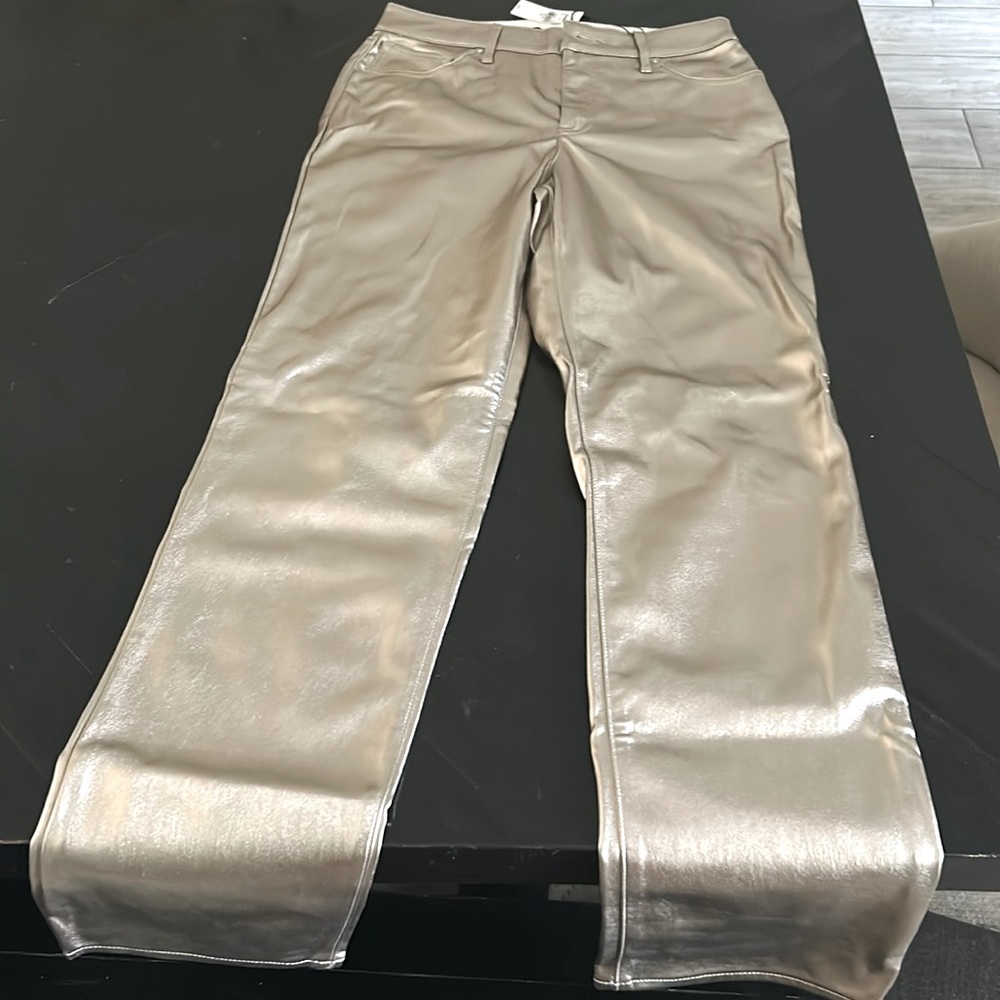 gold faux leather jeans